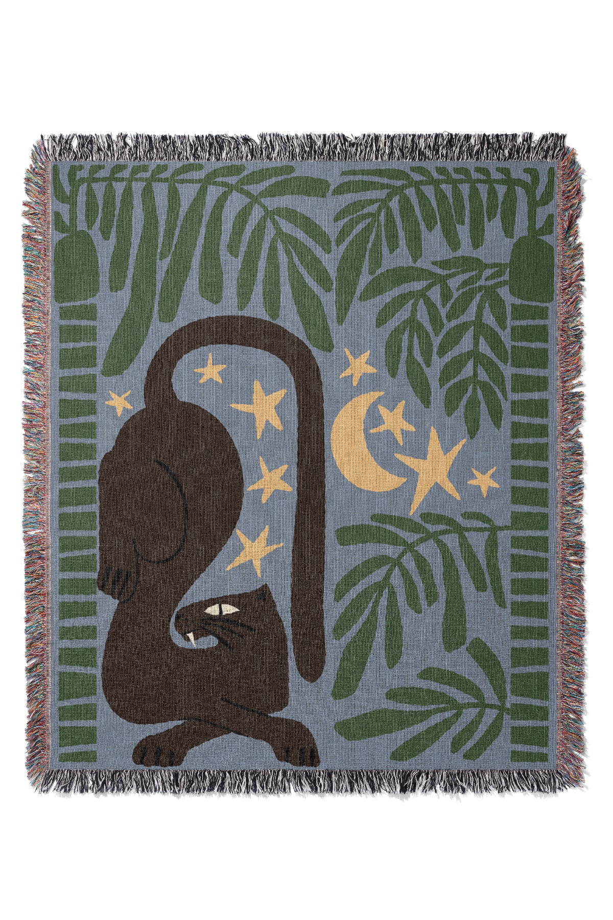 Lounging Leopard Jacquard Woven Blanket (Multi) | Harper & Blake 