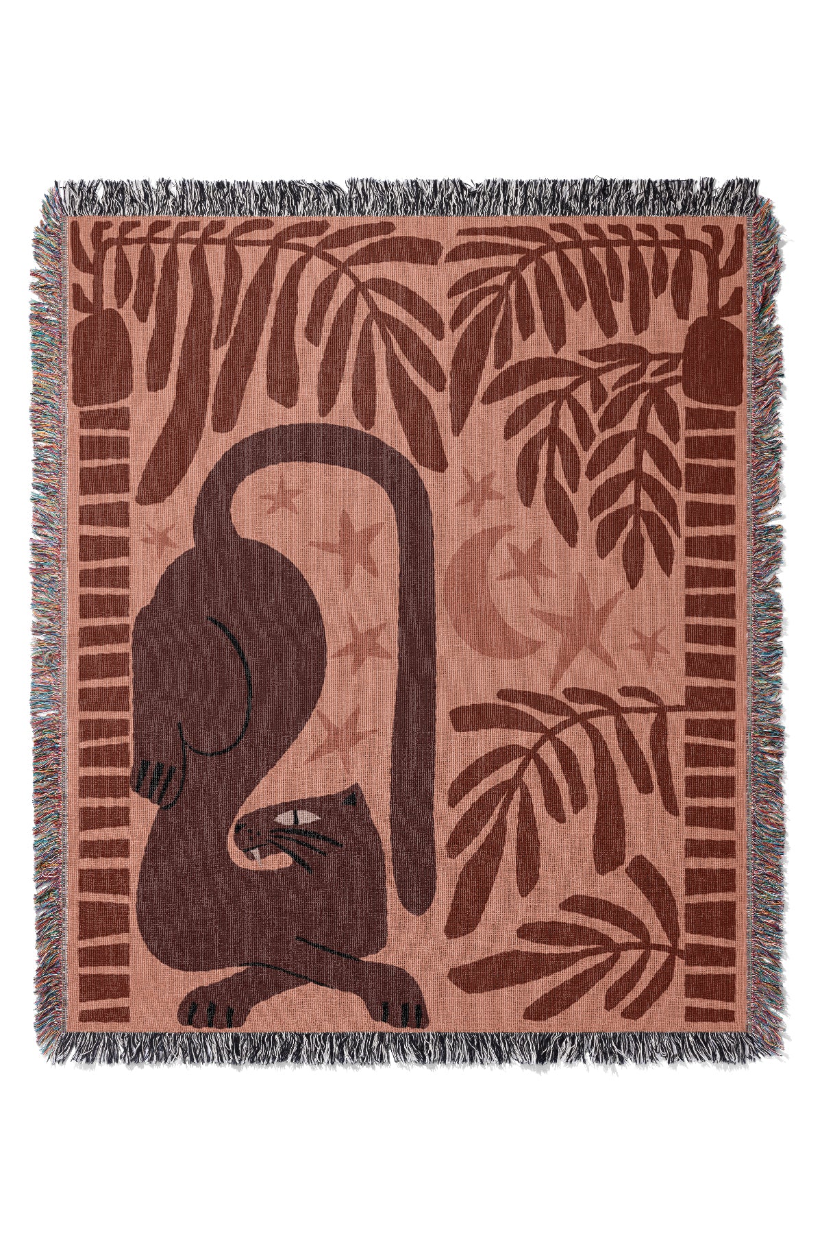 Lounging Leopard Jacquard Woven Blanket (Pink) | Harper & Blake 