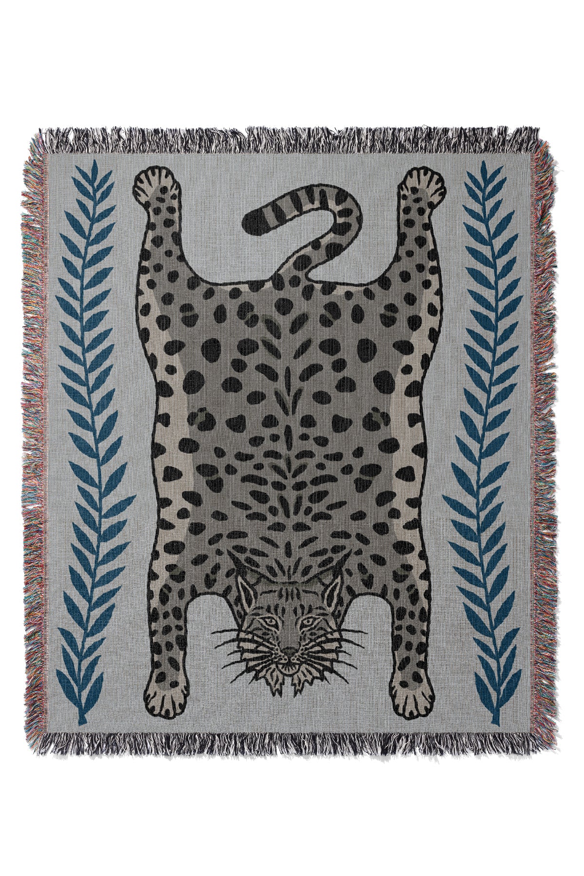 Lynx Throw Jacquard Woven Blanket (Blue) | Harper & Blake 