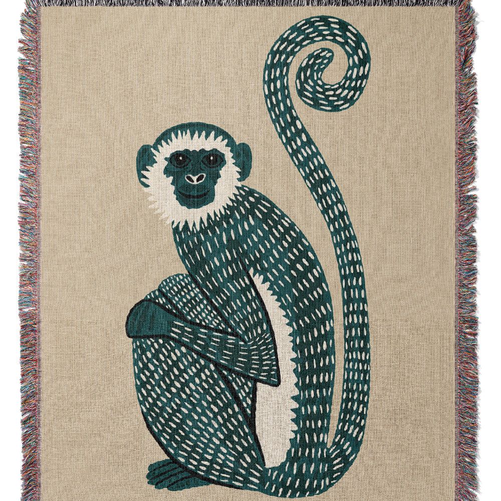 
                  
                    Monkey Jacquard Woven Blanket (Mint) | Harper & Blake
                  
                