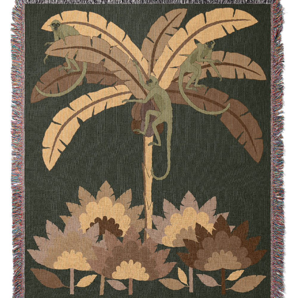 
                  
                    Monkey Kingdom Palm Tree Jacquard Woven Blanket (Green Yellow) | Harper & Blake
                  
                