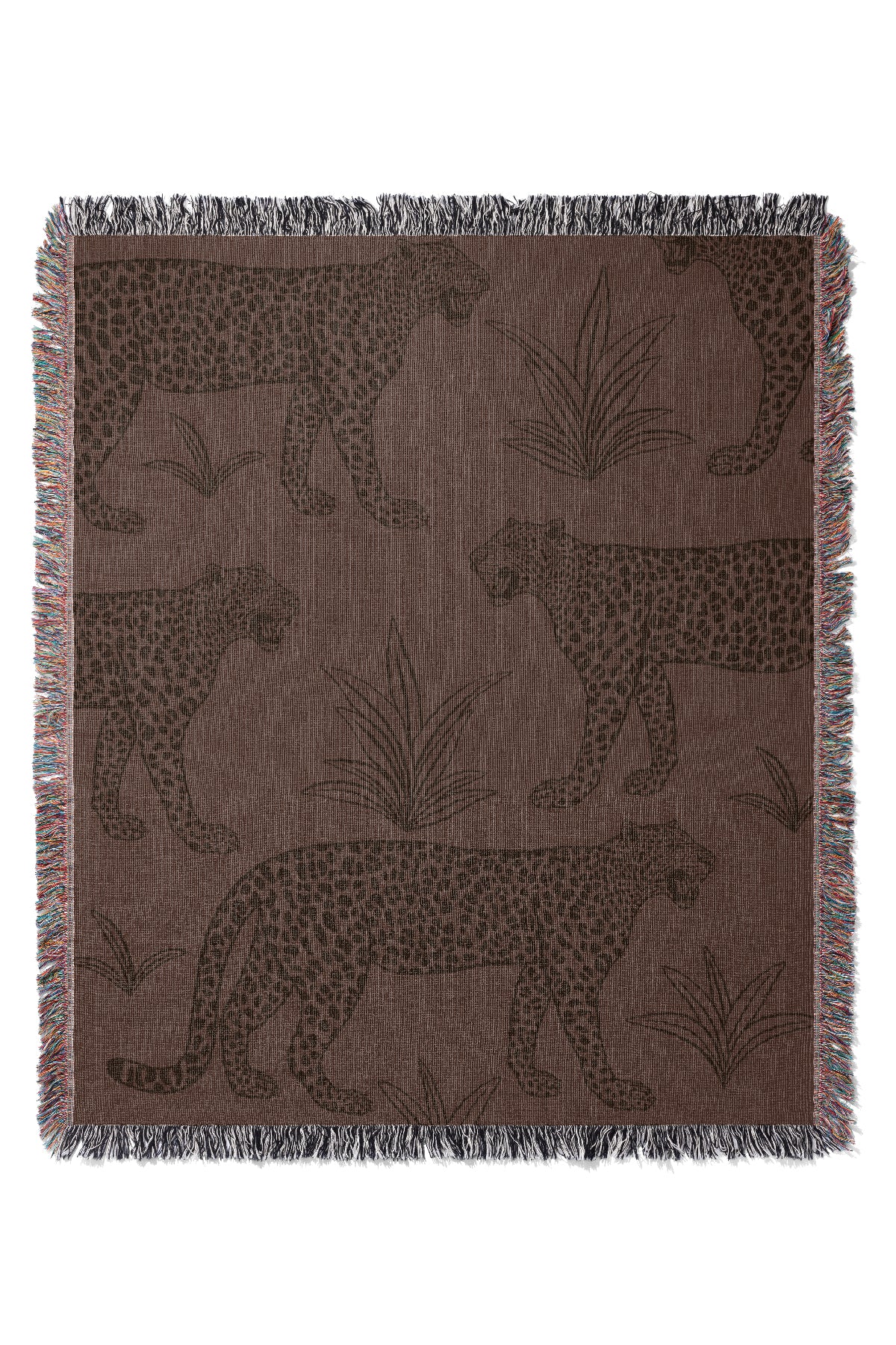 Leopard Scatter Jacquard Woven Blanket (Brown) | Harper & Blake