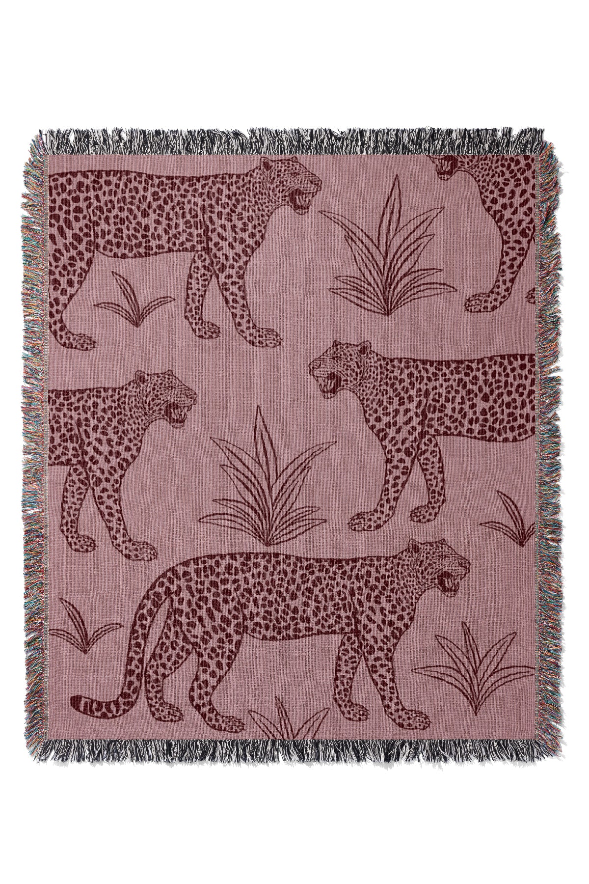 Leopard Scatter Jacquard Woven Blanket (Pink) | Harper & Blake