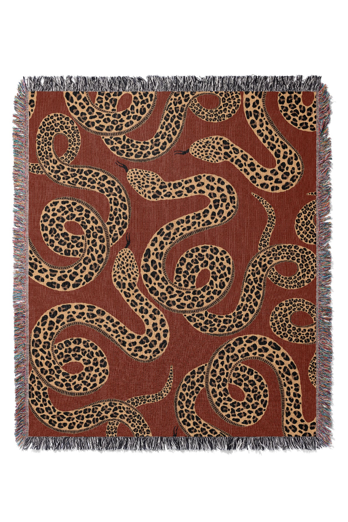 Snake Scatter Jacquard Woven Blanket (Red) | Harper & Blake