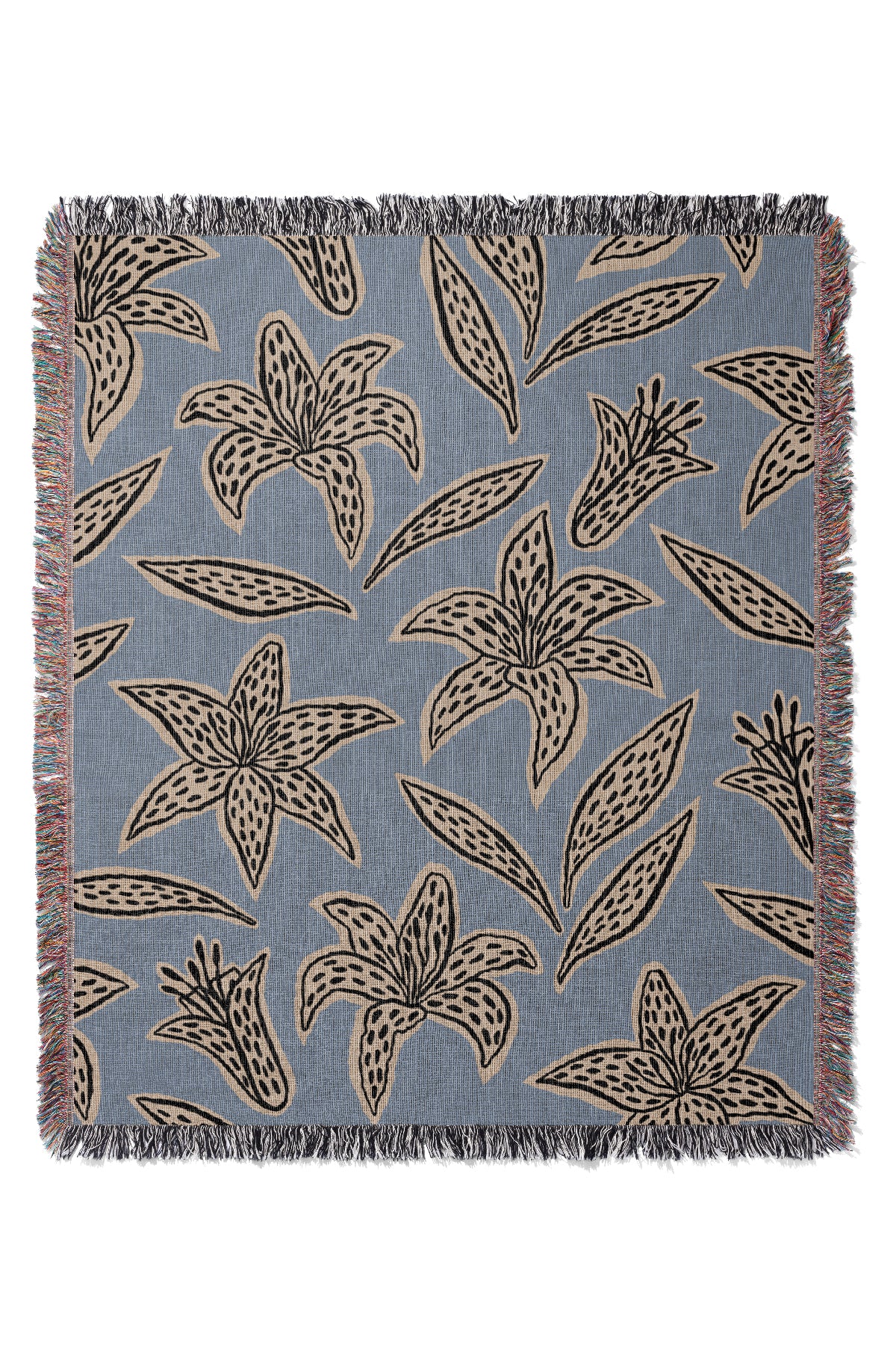 The Lily Throw Jacquard Woven Blanket (Dusty Blue) | Harper & Blake