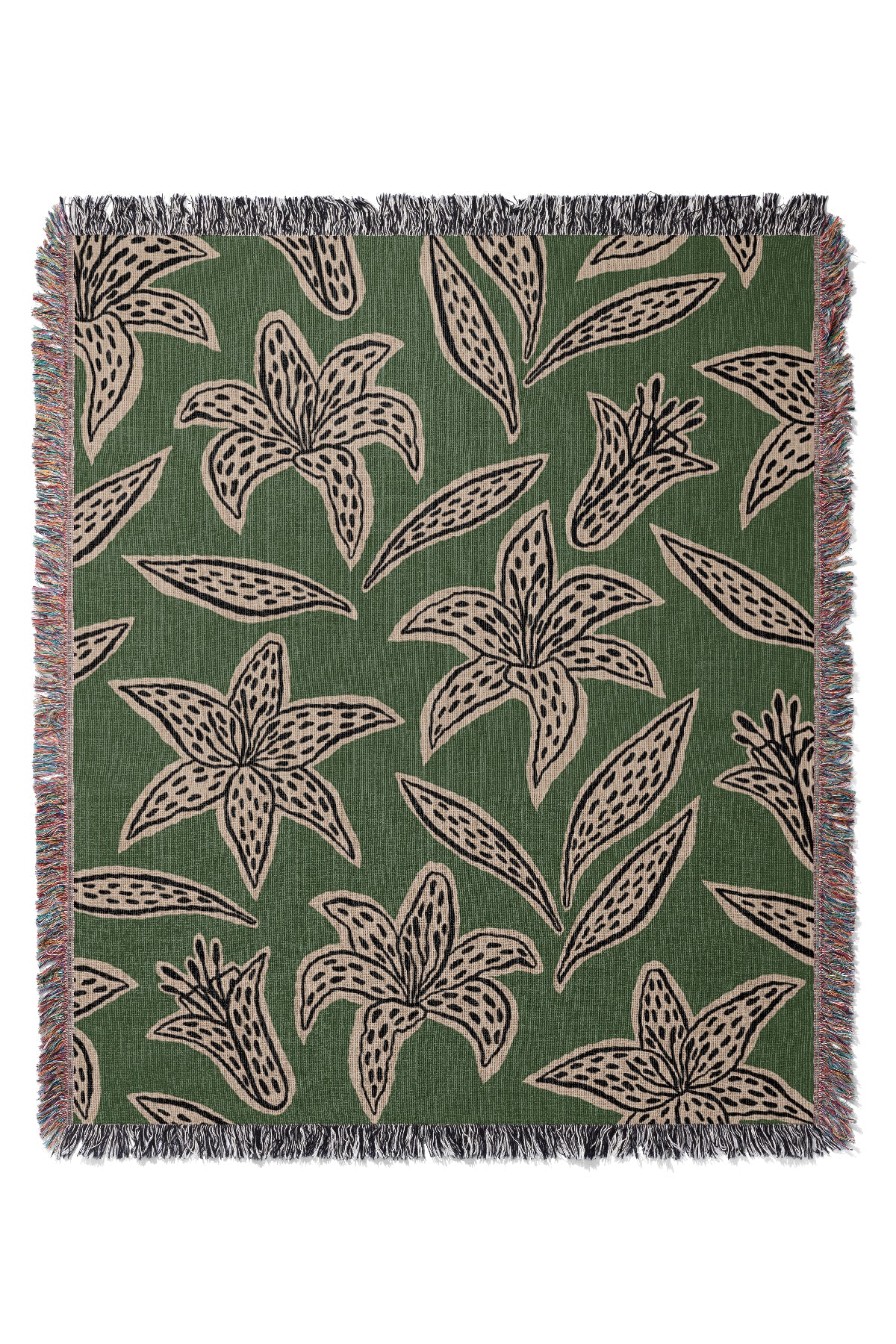The Lily Throw Jacquard Woven Blanket (Green) | Harper & Blake