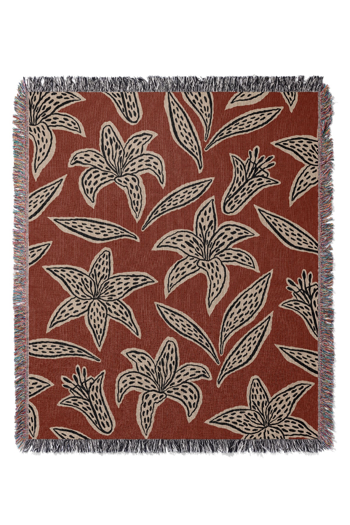 The Lily Throw Jacquard Woven Blanket (Red) | Harper & Blake