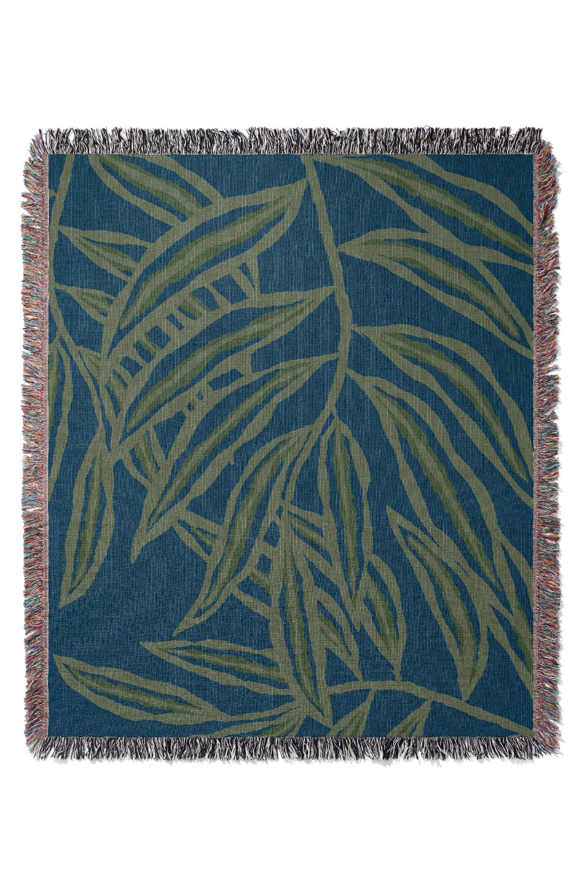 The Willow Throw Jacquard Woven Blanket (Blue & Green) | Harper & Blake