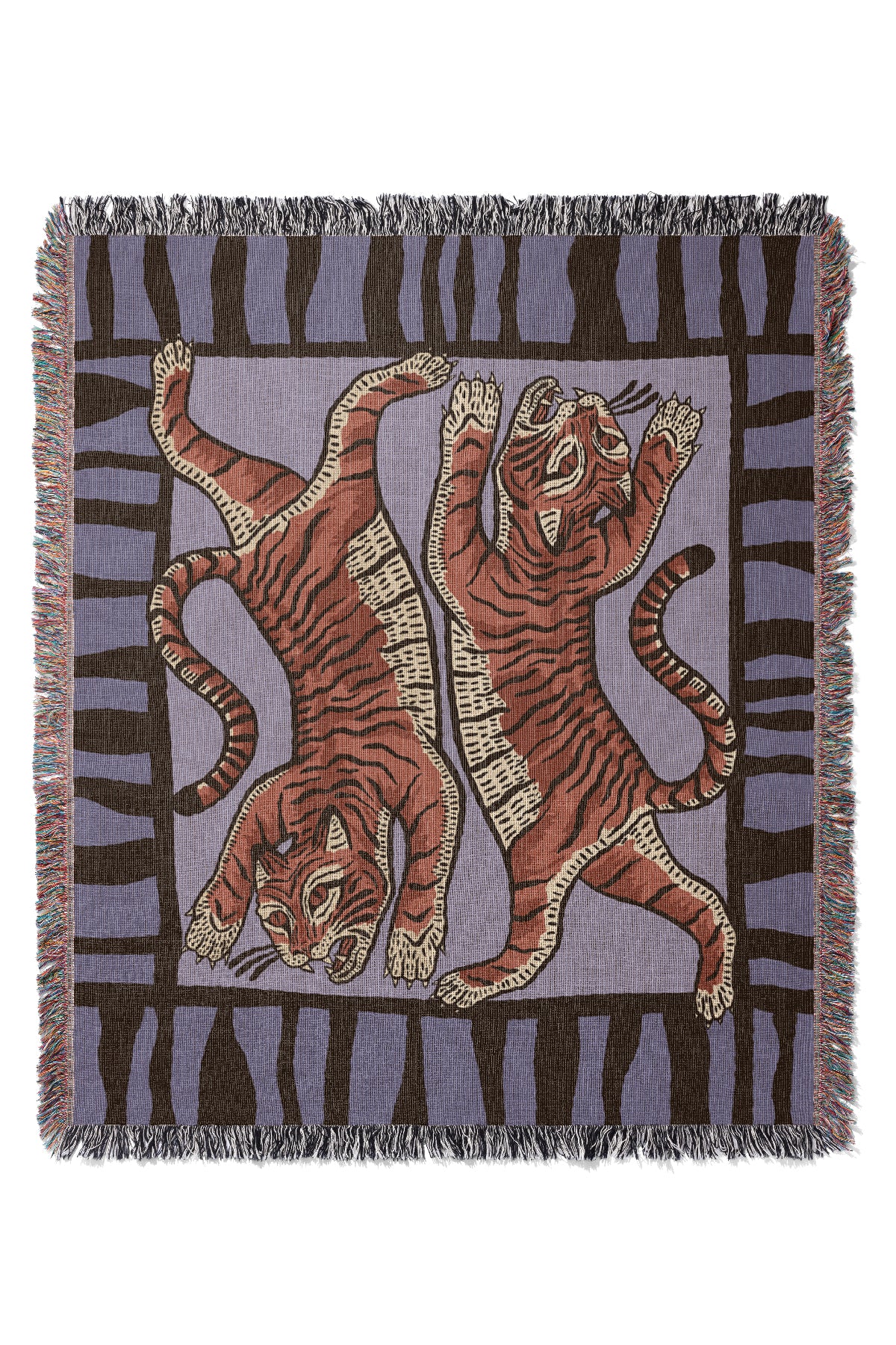 Tiger Placement Jacquard Woven Blanket (Lilac) | Harper & Blake