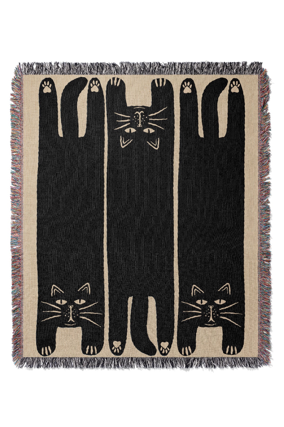 Two Cats Jacquard Woven Blanket (Yellow) | Harper & Blake