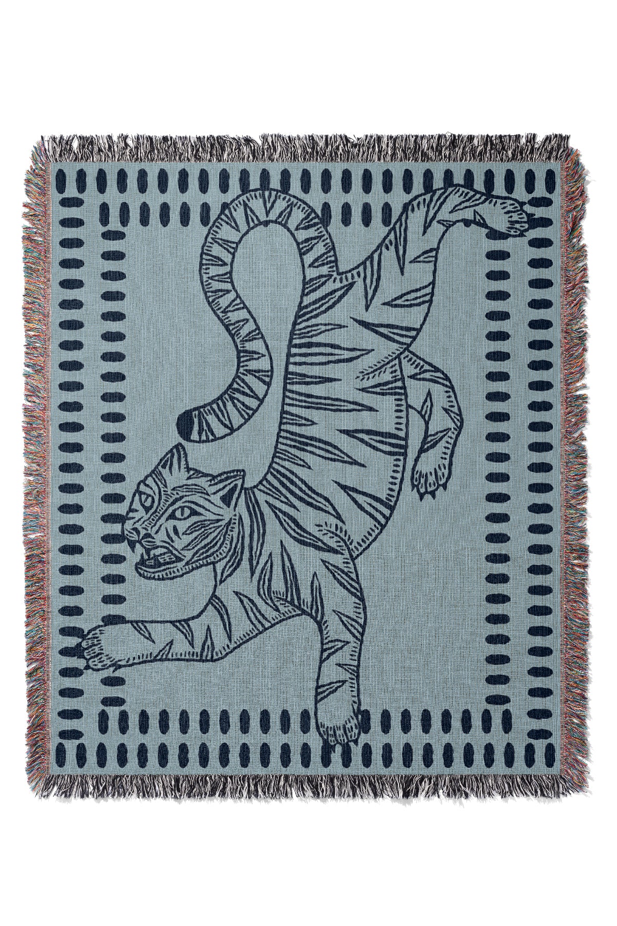 Two Tone Tiger Jacquard Woven Blanket (Blue ) | Harper & Blake