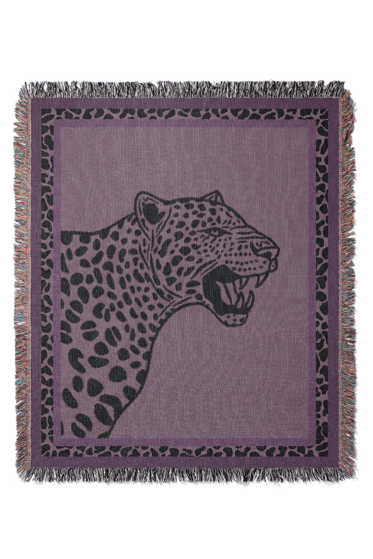 Up-Close Leopard Jacquard Woven Blanket (Lilac) | Harper & Blake