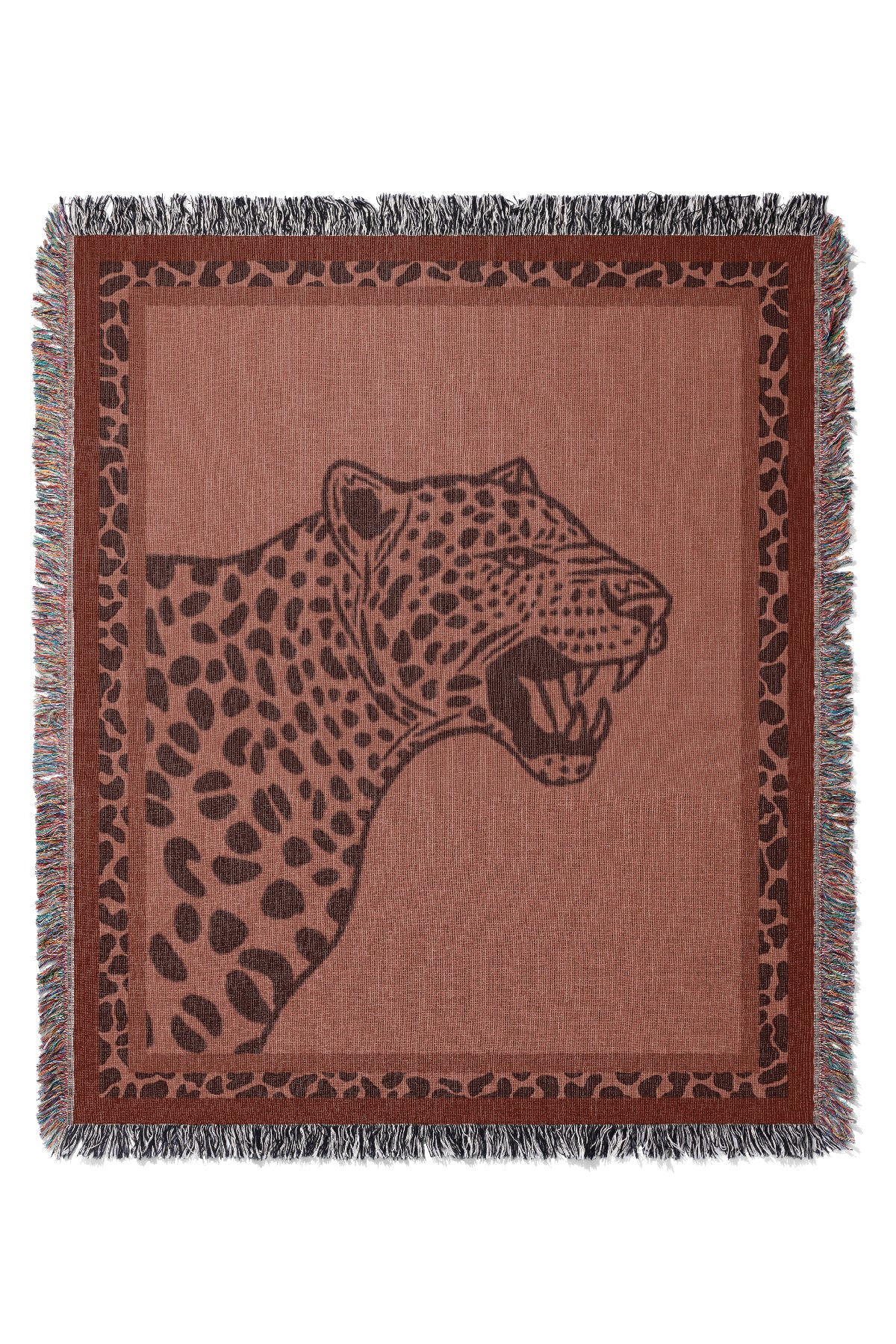 Up-Close Leopard Jacquard Woven Blanket (Red & Pink) | Harper & Blake