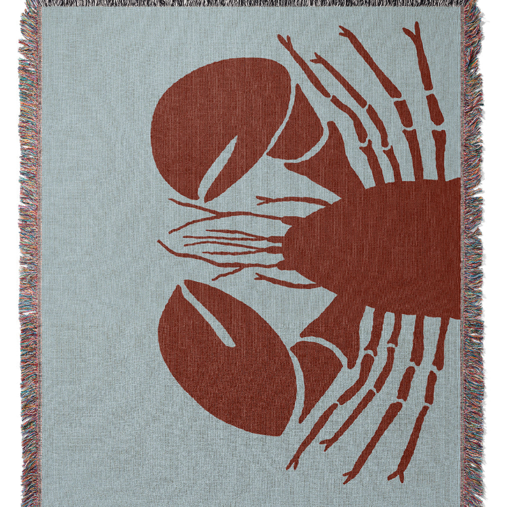 Up-Close Lobster Jacquard Woven Blanket (Blue) | Harper & Blake