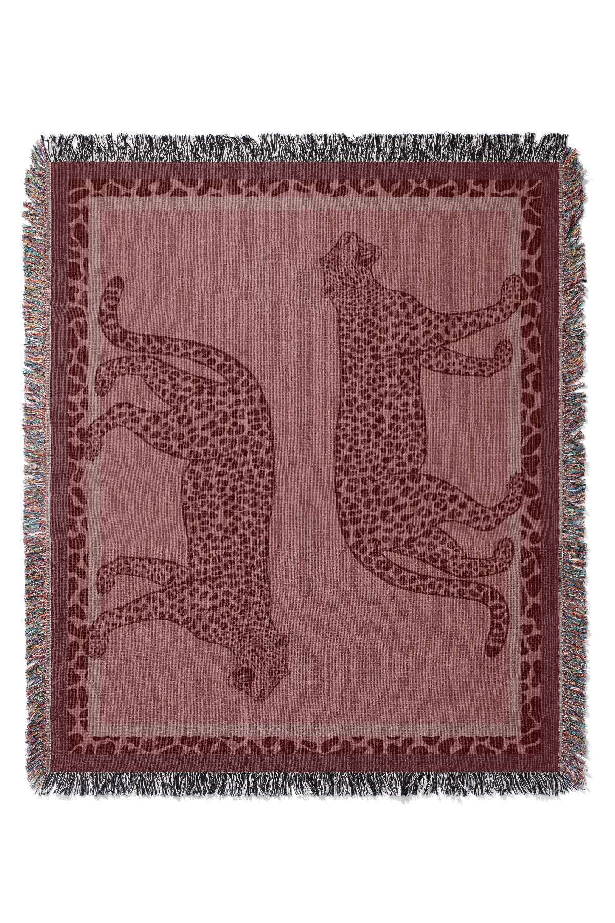 Walking Leopards Jacquard Woven Blanket (Pink) | Harper & Blake