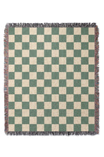 Checkered Jacquard Woven Blanket (Green Beige)