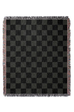 Checkered Jacquard Woven Blanket (Grey Black)