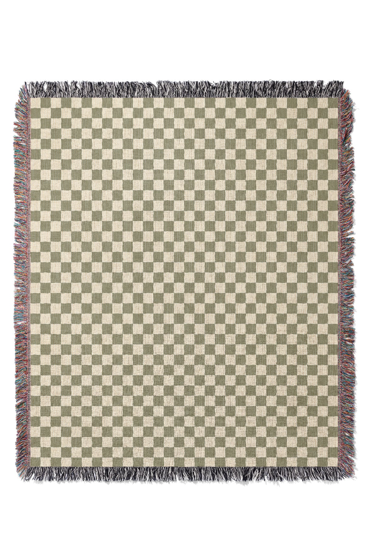 Checkered Jacquard Woven Blanket (Linen Moss Green) | Harper & Blake