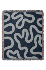 Swirl Lines Abstract Jacquard Woven Blanket (Blue)