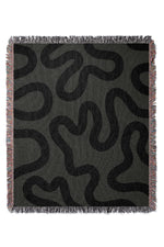 Swirl Lines Abstract Jacquard Woven Blanket (Grey)