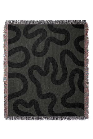 Swirl Lines Abstract Jacquard Woven Blanket (Grey) | Harper & Blake