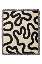 Swirl Lines Abstract Jacquard Woven Blanket (Peach Black)