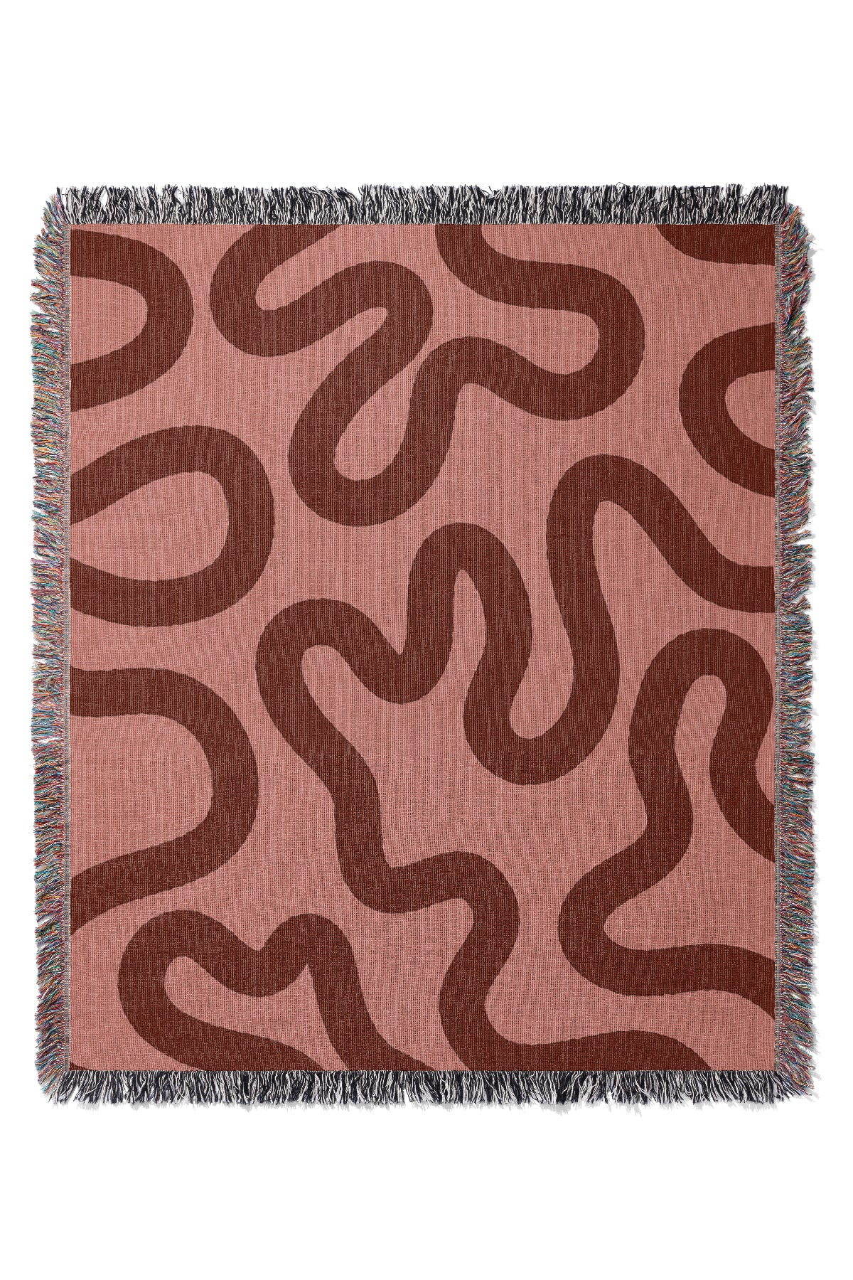 Swirl Lines Abstract Jacquard Woven Blanket (Pink Red) | Harper & Blake