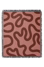 Swirl Lines Abstract Jacquard Woven Blanket (Pink Red)