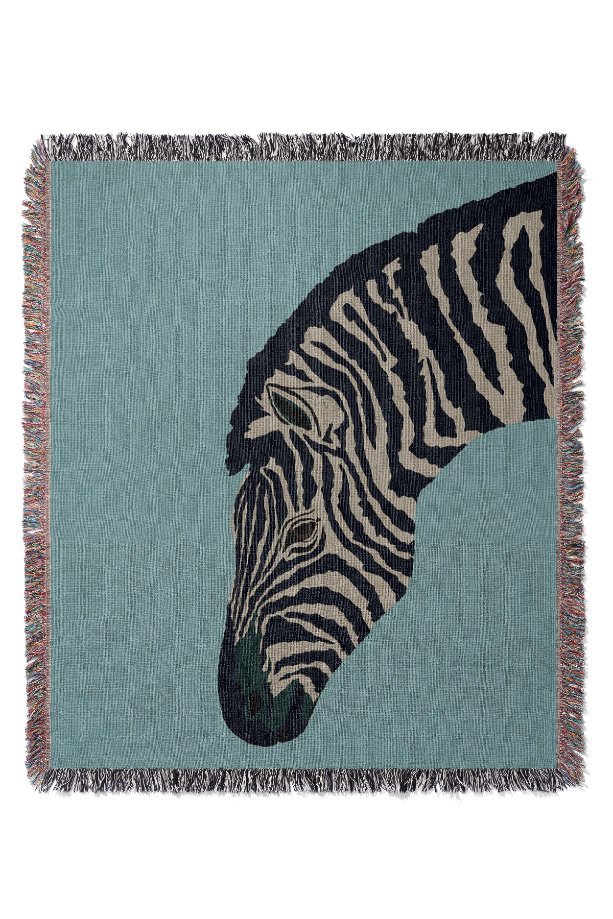 Zebra Jacquard Woven Blanket (Blue) | Harper & Blake