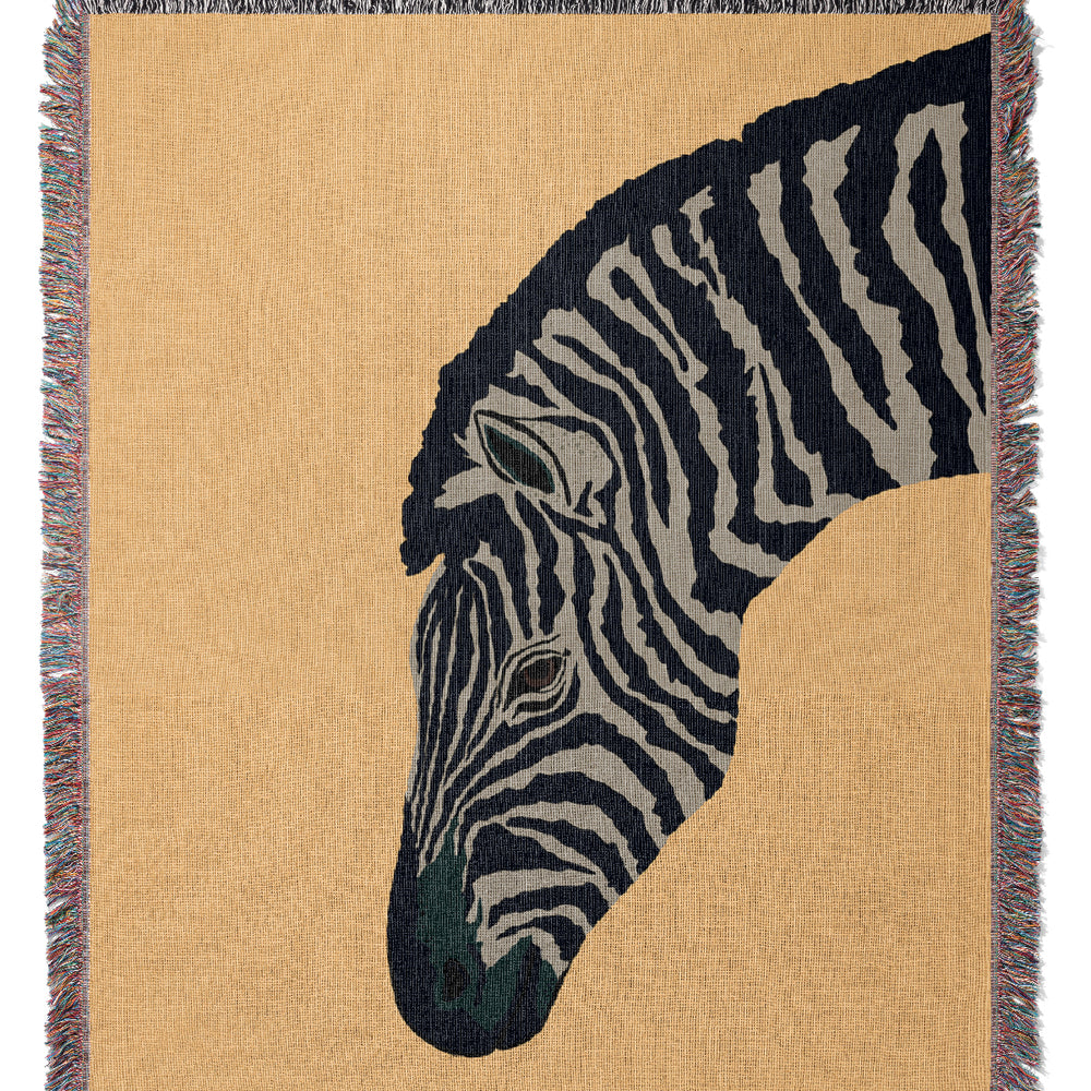 Zebra Jacquard Woven Blanket (Yellow) | Harper & Blake