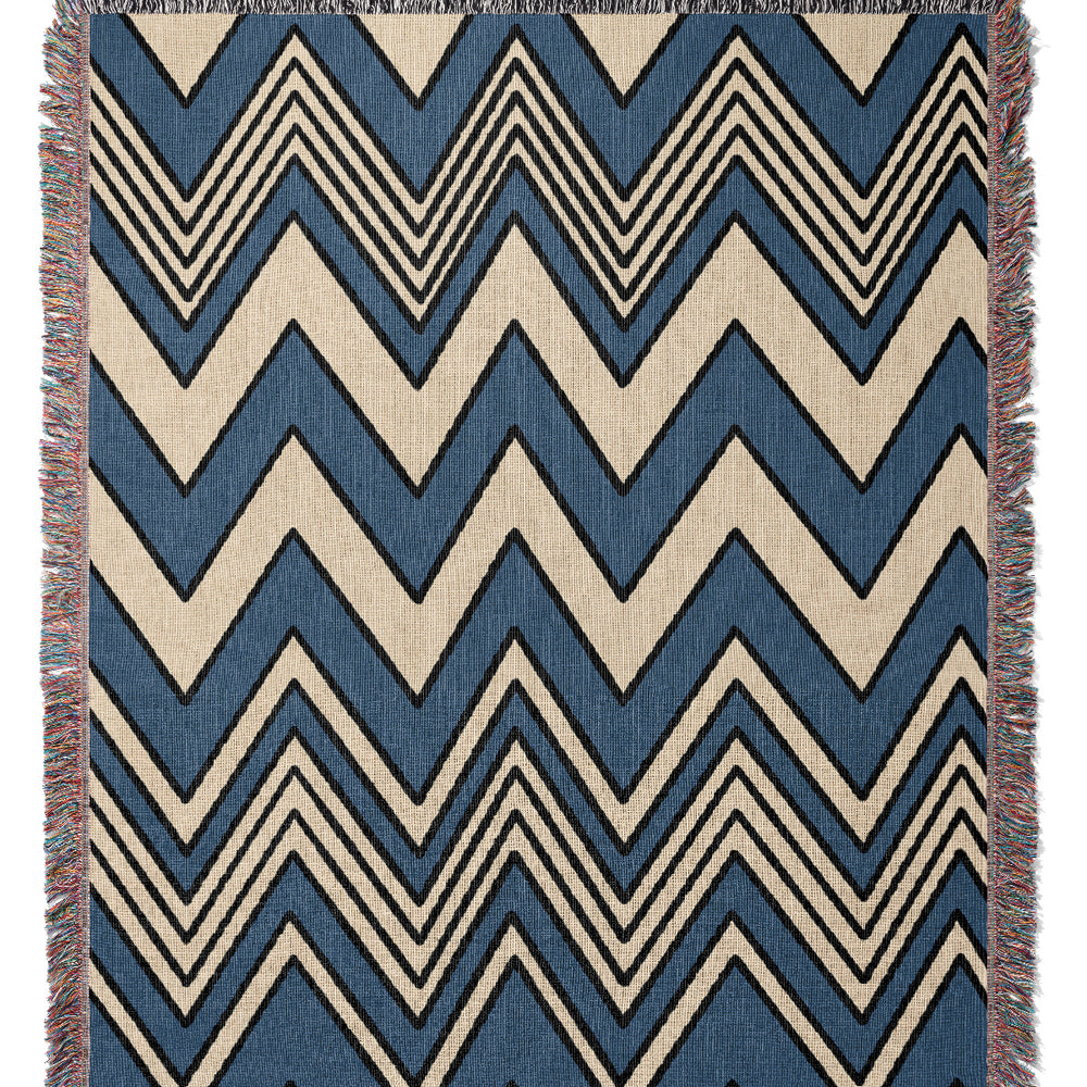 
                  
                    Zig Zag Jacquard Woven Blanket (Blue) | Harper & Blake
                  
                