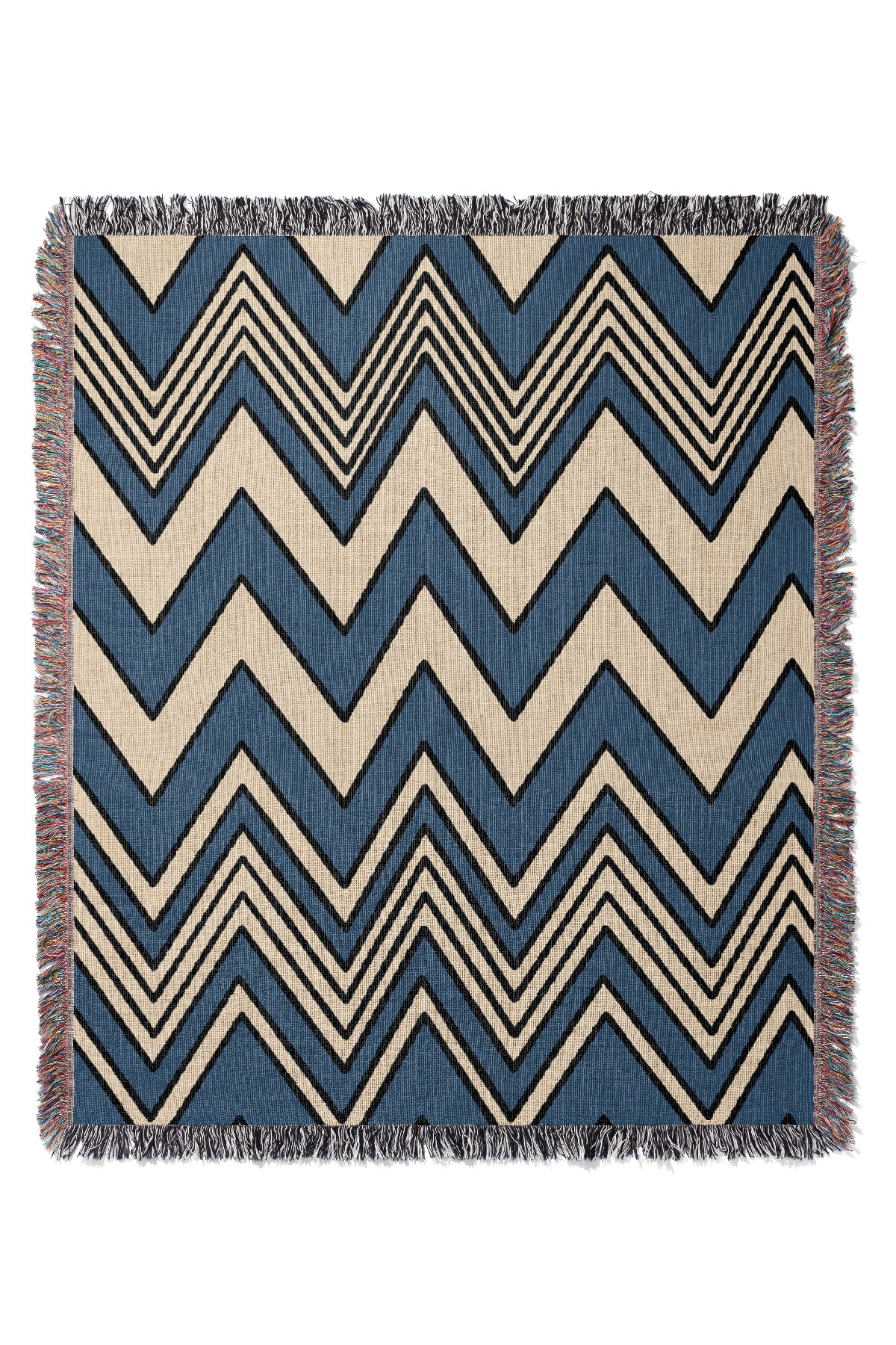 Zig Zag Jacquard Woven Blanket (Blue) | Harper & Blake