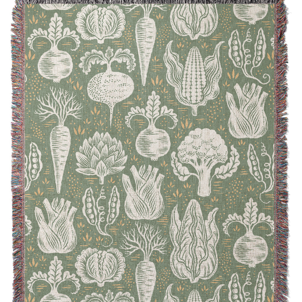 Lettuce Turnip The Beet By Rebecca Elfast Jacquard Woven Blanket (Green) | Harper & Blake