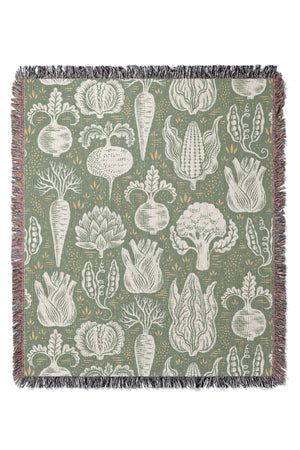 Lettuce Turnip The Beet By Rebecca Elfast Jacquard Woven Blanket (Green) | Harper & Blake