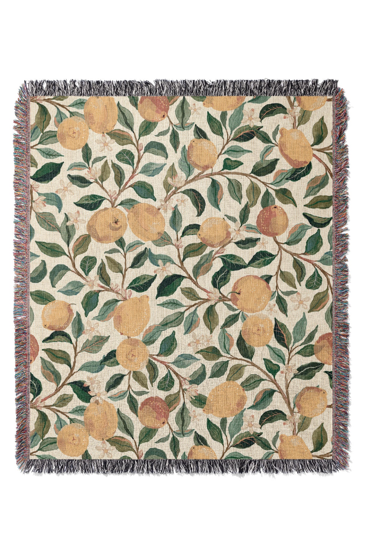 Luscious Lemons By Rebecca Elfast Jacquard Woven Blanket (Beige) | Harper & Blake