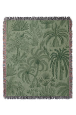 Palms Toile Jungle Green By Rebecca Elfast Jacquard Woven Blanket (Green)