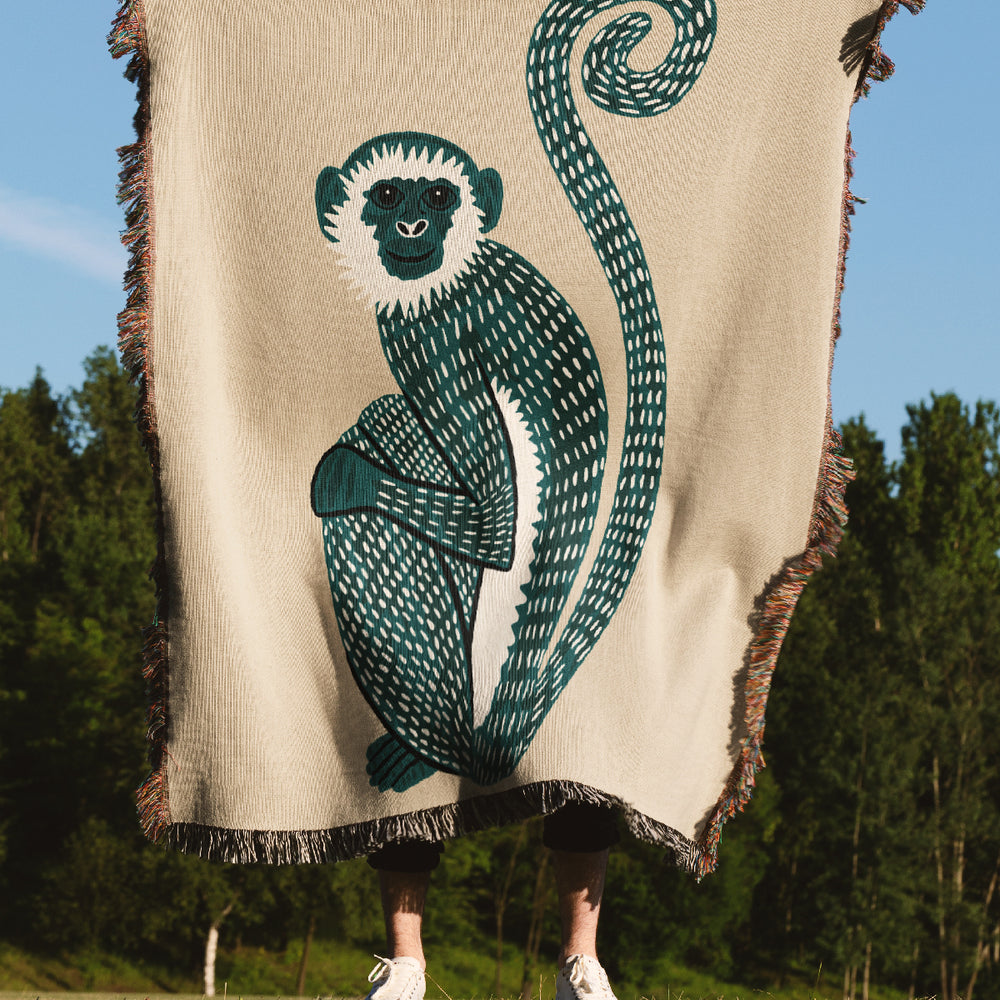 
                  
                    Monkey Jacquard Woven Blanket (Mint) | Harper & Blake
                  
                