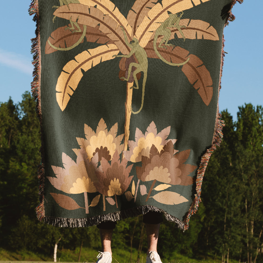 
                  
                    Monkey Kingdom Palm Tree Jacquard Woven Blanket (Green Yellow) | Harper & Blake
                  
                