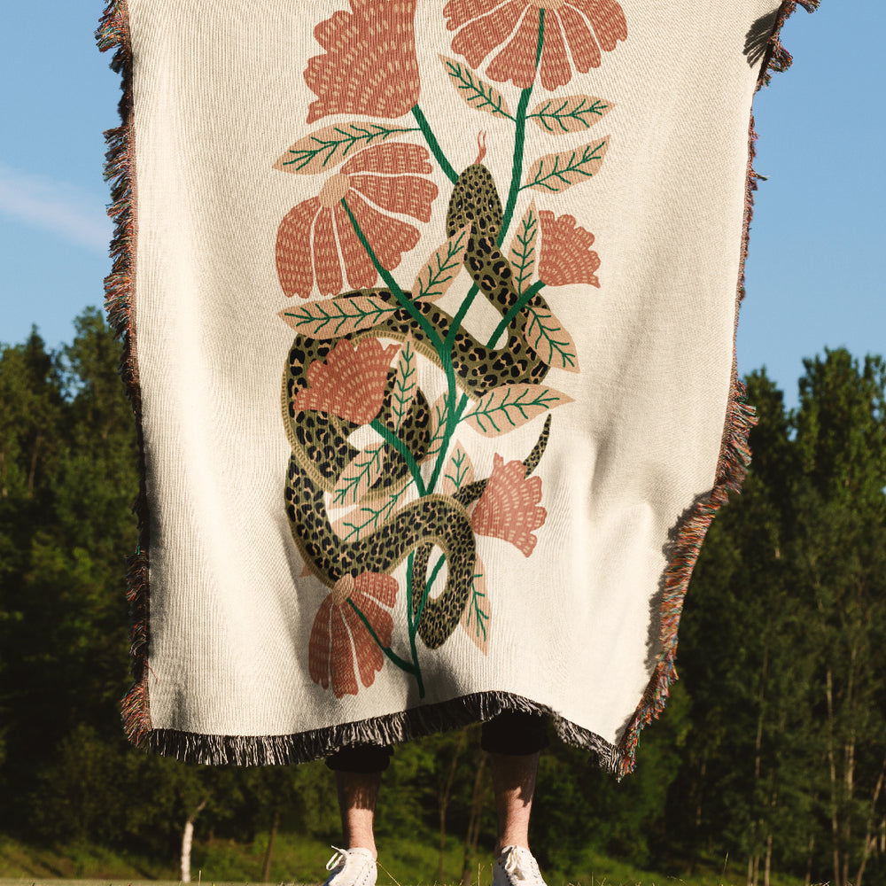 
                  
                    Snake & Florals Jacquard Woven Blanket (Natural) | Harper & Blake
                  
                