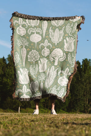 Lettuce Turnip The Beet By Rebecca Elfast Jacquard Woven Blanket (Green) | Harper & Blake