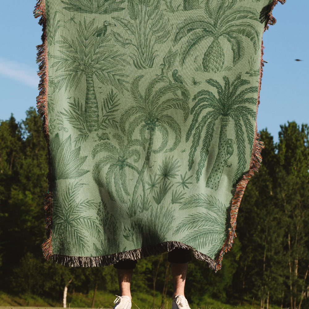 
                  
                    Palms Toile Jungle Green By Rebecca Elfast Jacquard Woven Blanket (Green) | Harper & Blake
                  
                