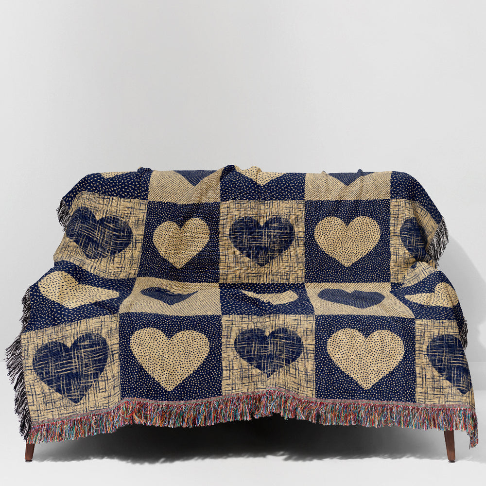 
                  
                    Textured Valentine Love Hearts by Denes Anna Design Jacquard Woven Blanket (Blue) | Harper & Blake
                  
                