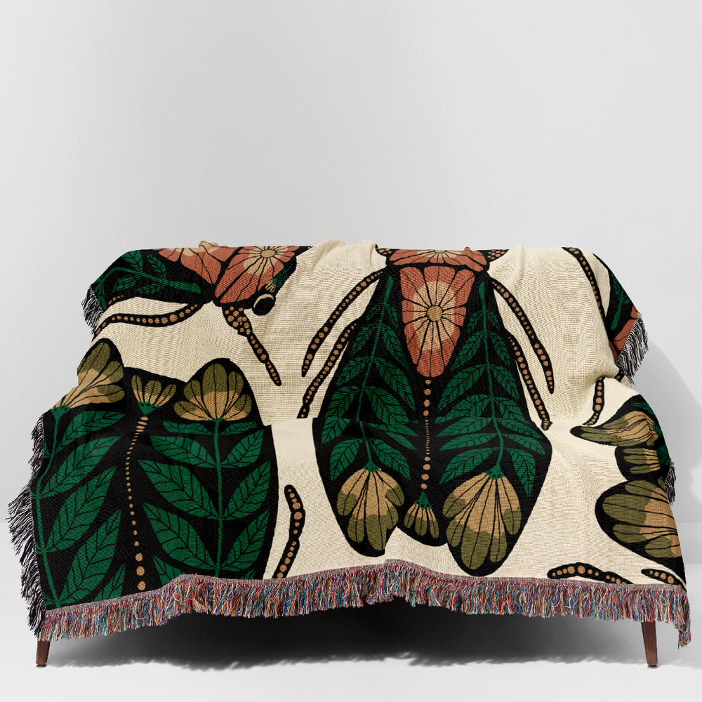 
                  
                    Floral Bug Scatter Jacquard Woven Blanket (Green Off-White) | Harper & Blake
                  
                