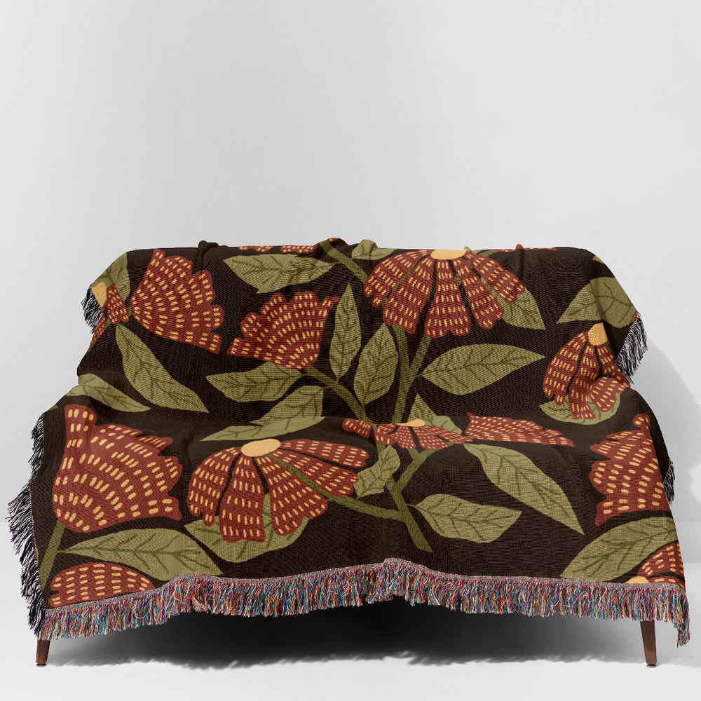 
                  
                    Florals Jacquard Woven Blanket (Black) | Harper & Blake
                  
                