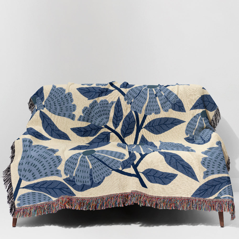 
                  
                    Florals Jacquard Woven Blanket (Blue) | Harper & Blake
                  
                