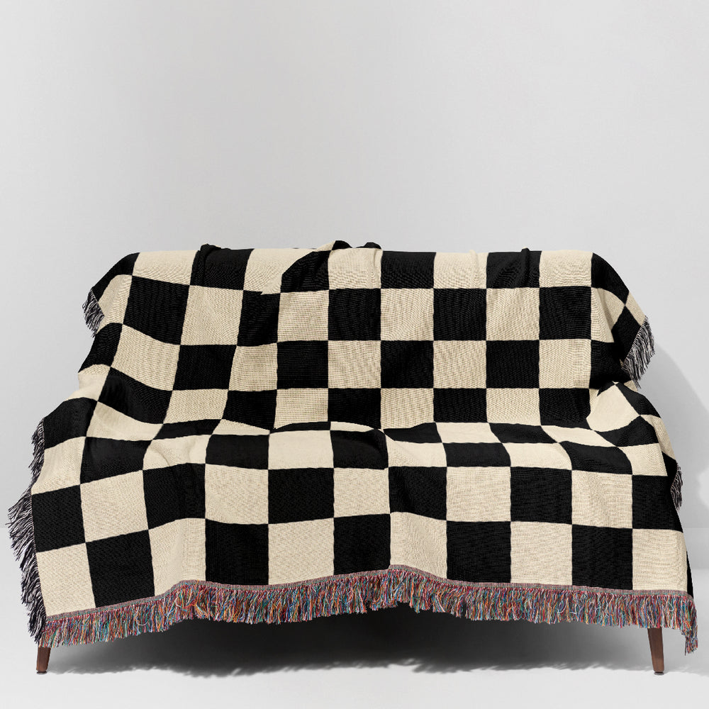 
                  
                    Checkered Jacquard Woven Blanket (Peach Black) | Harper & Blake
                  
                
