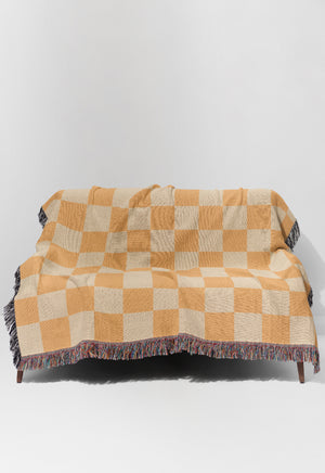 Checkered Jacquard Woven Blanket (Yellow) | Harper & Blake