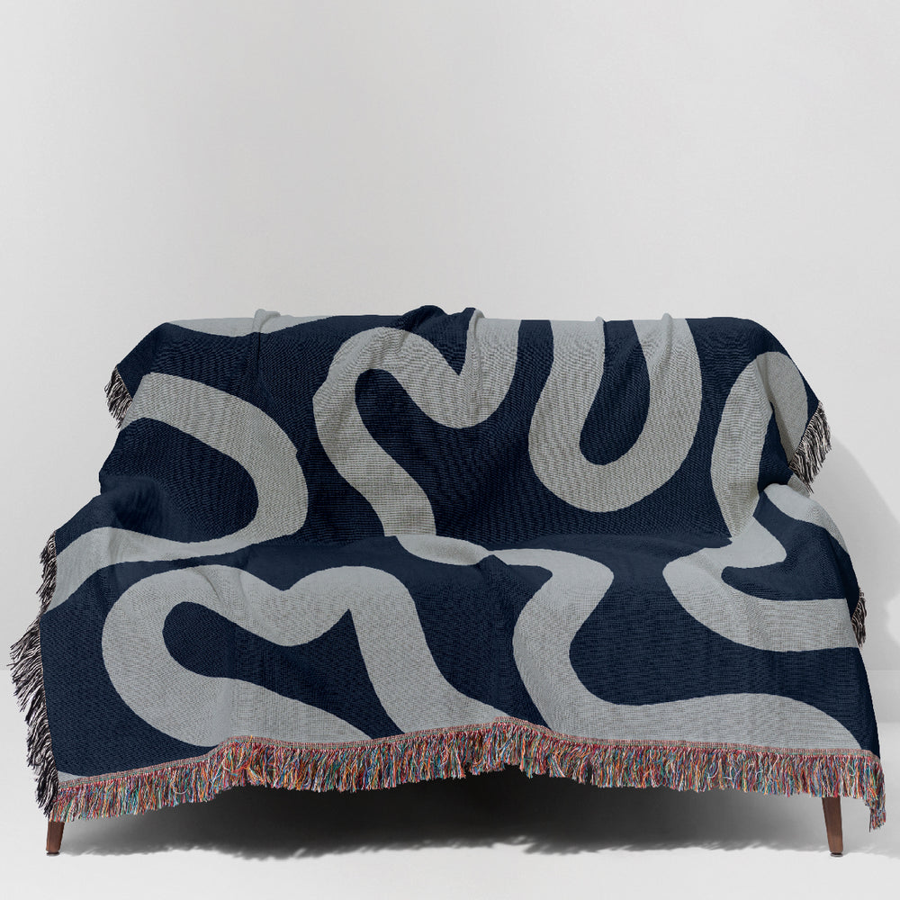 
                  
                    Swirl Lines Abstract Jacquard Woven Blanket (Blue) | Harper & Blake
                  
                