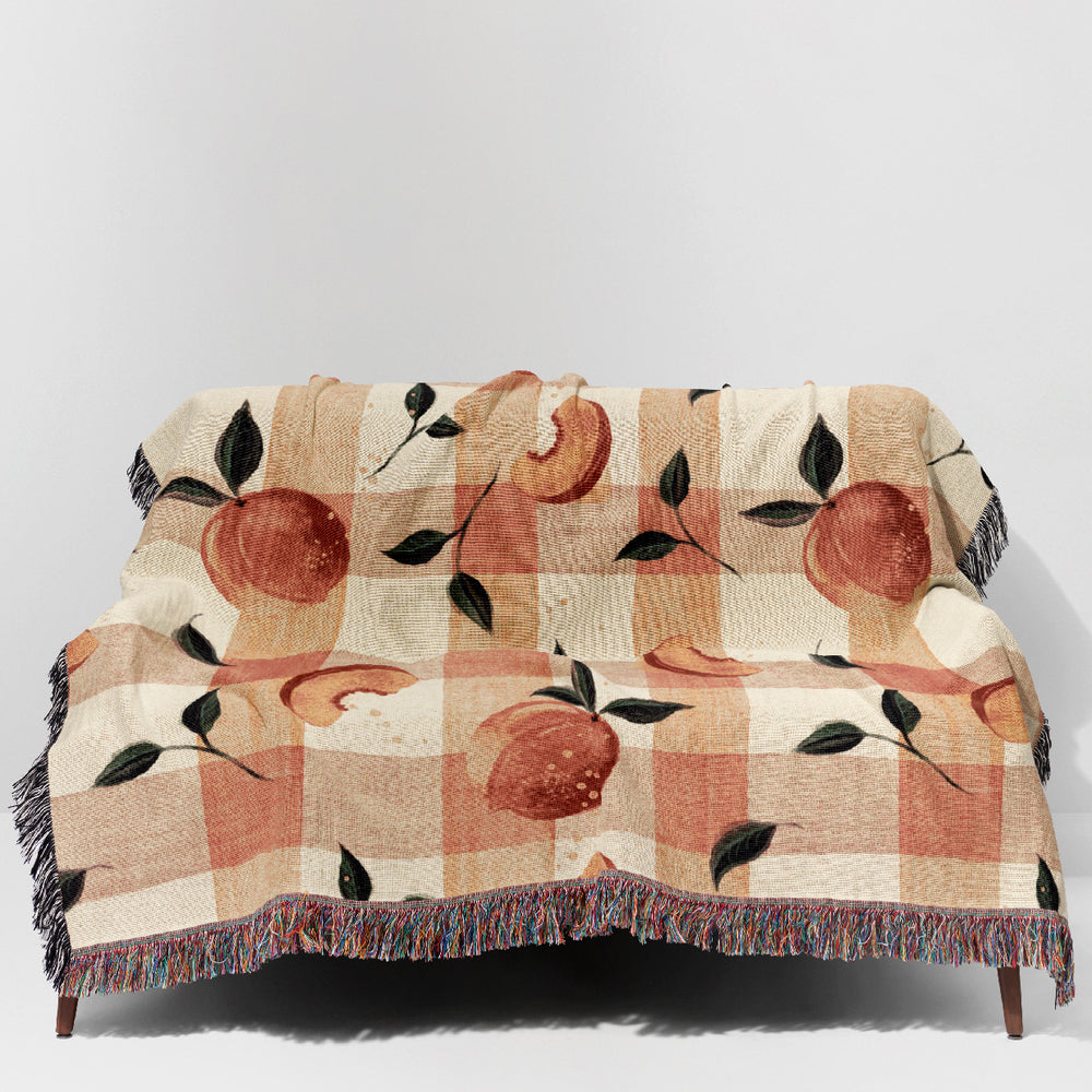 
                  
                    Retro Kitchen Peaches Gingham By Rebecca Elfast Jacquard Woven Blanket (Pink) | Harper & Blake
                  
                