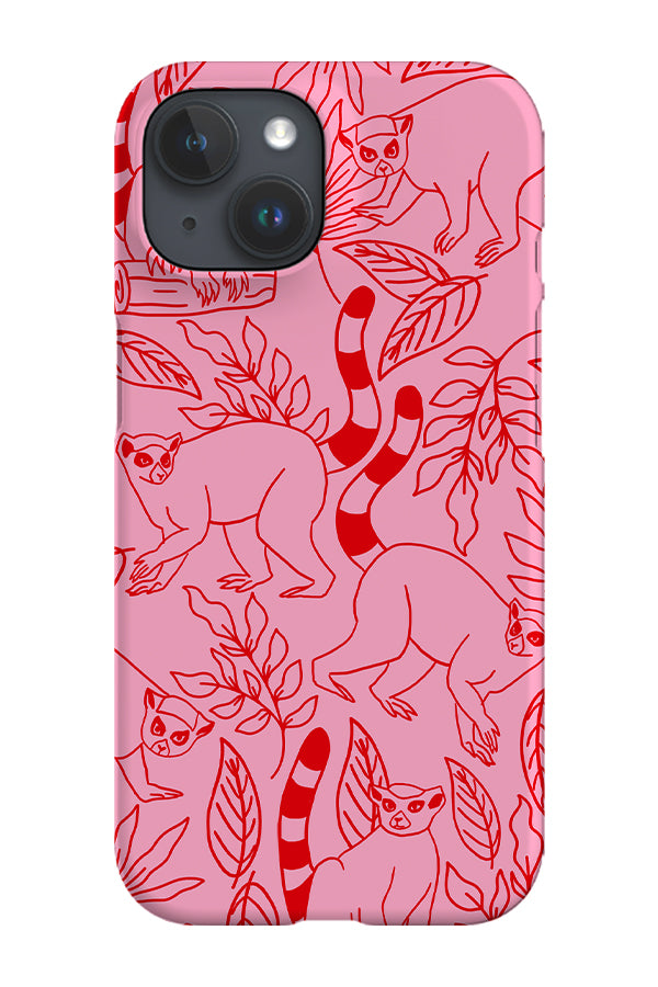 Lemur Line Art Jungle Phone Case (Pink)